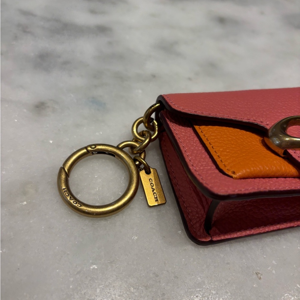 Coach Pink and Orange Leather Card Holder - Picture 4 of 9